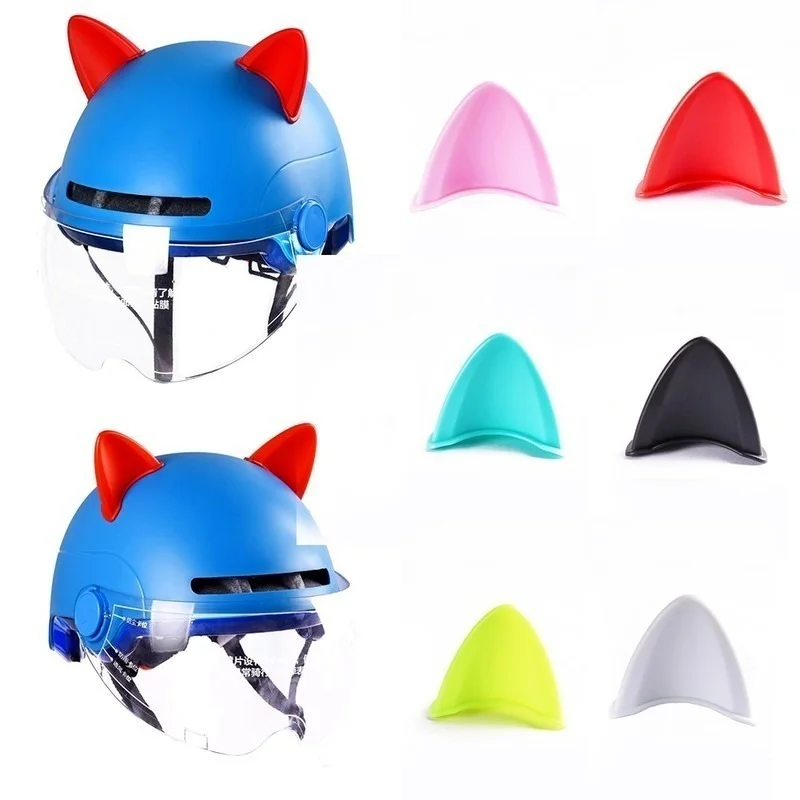 Casque de moto avec oreilles de chat, style de décoration mignon, voiture électrique, autocollants de motocross, conduite, accessoires universels