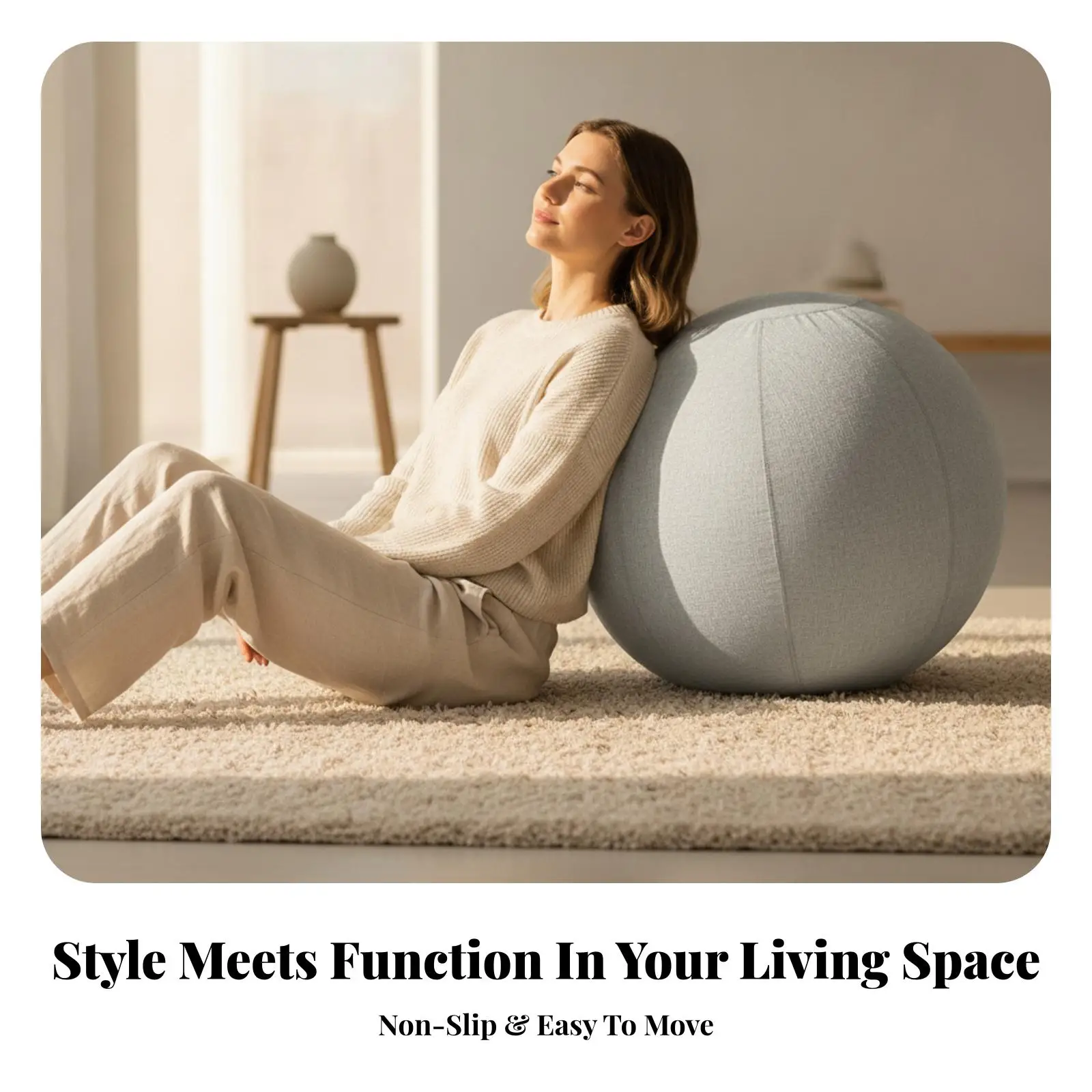 Yoga Ball Cover 75cm Cotton Linen Outer Shell for Gym Ball Protector Anti Scratch Fitball Sleeve for Balance Training and Active