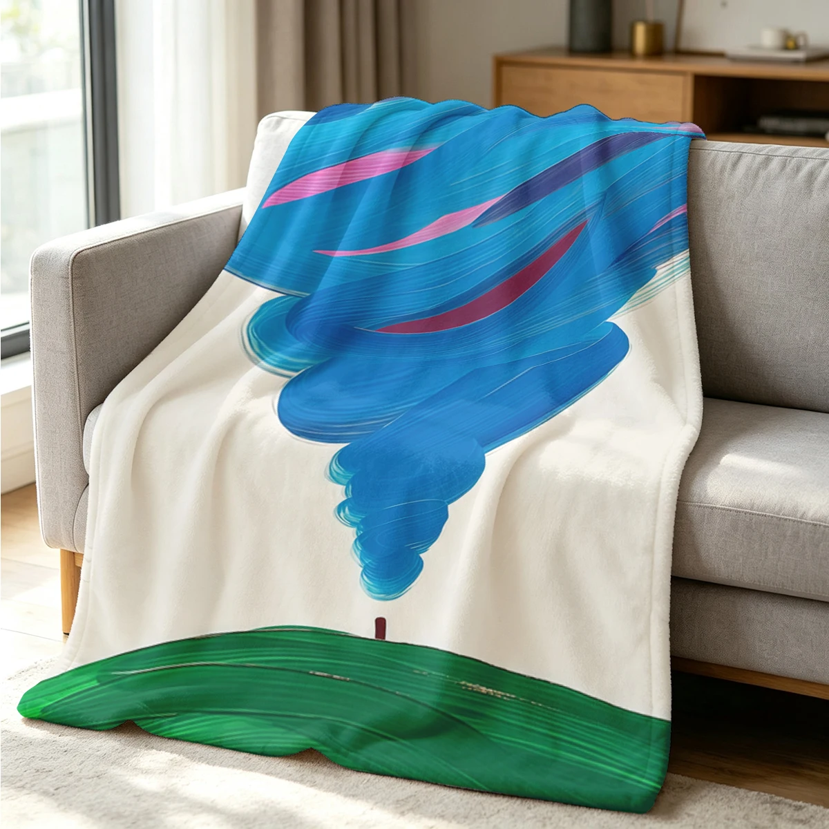 Color Wind Flannel Blanket Warm Soft Halloween Christmas Couch Warm Cozy Decorative Decor Gift for All Season