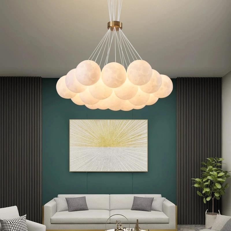 Imagem -03 - Nordic Lua Planeta Bola de Vidro Candelabro 3d Impresso Pendant Light Iluminação Interior Criativa Suspensão do Quarto das Crianças Luminárias