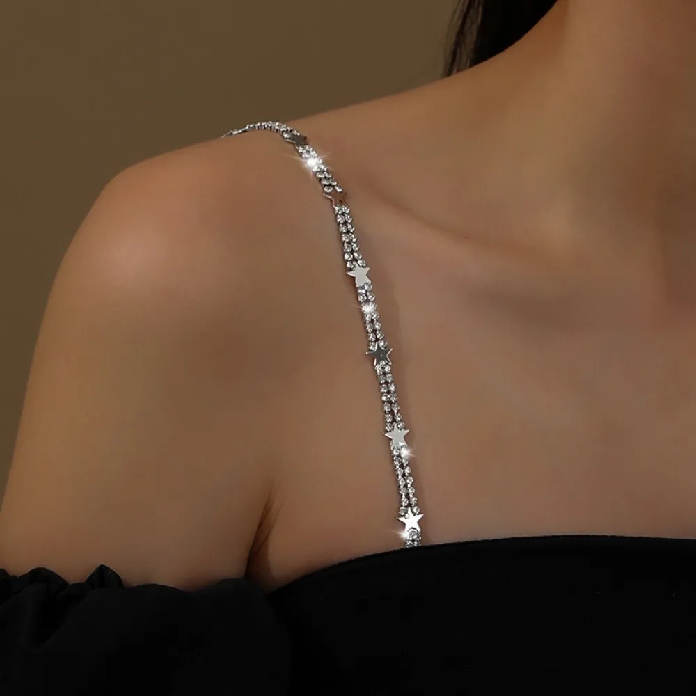 

Off-the-shoulder Rhinestone Bra Straps Sparkling Rhinestone Removable Underwear Shoulder Strap Adjustable Decorative