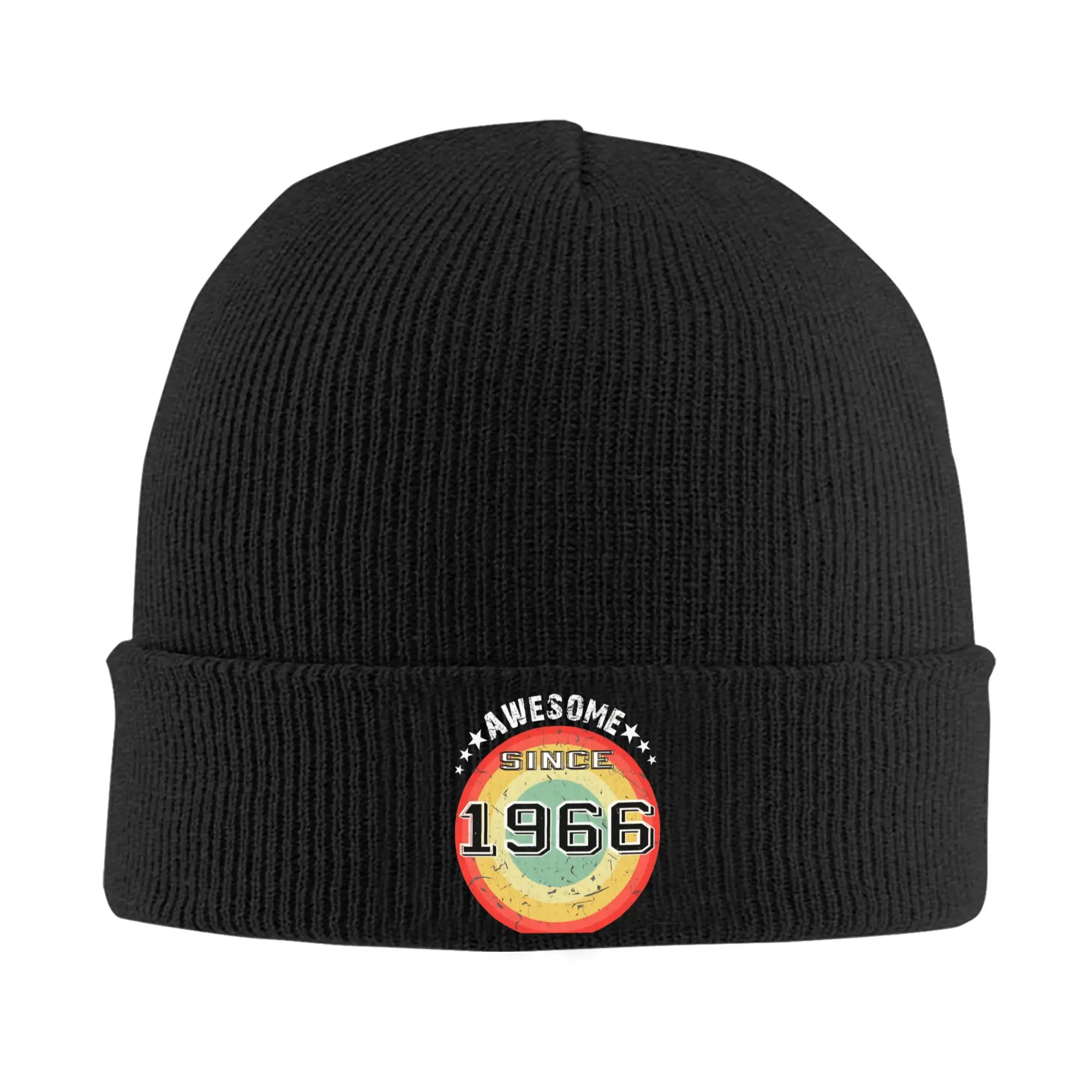 60th Birthday Gifts Year Old Vintage 1966 Best of 1966 Accessories Warm Winter Slouchy Beanie For Men Women Skull Knit Hat Cap