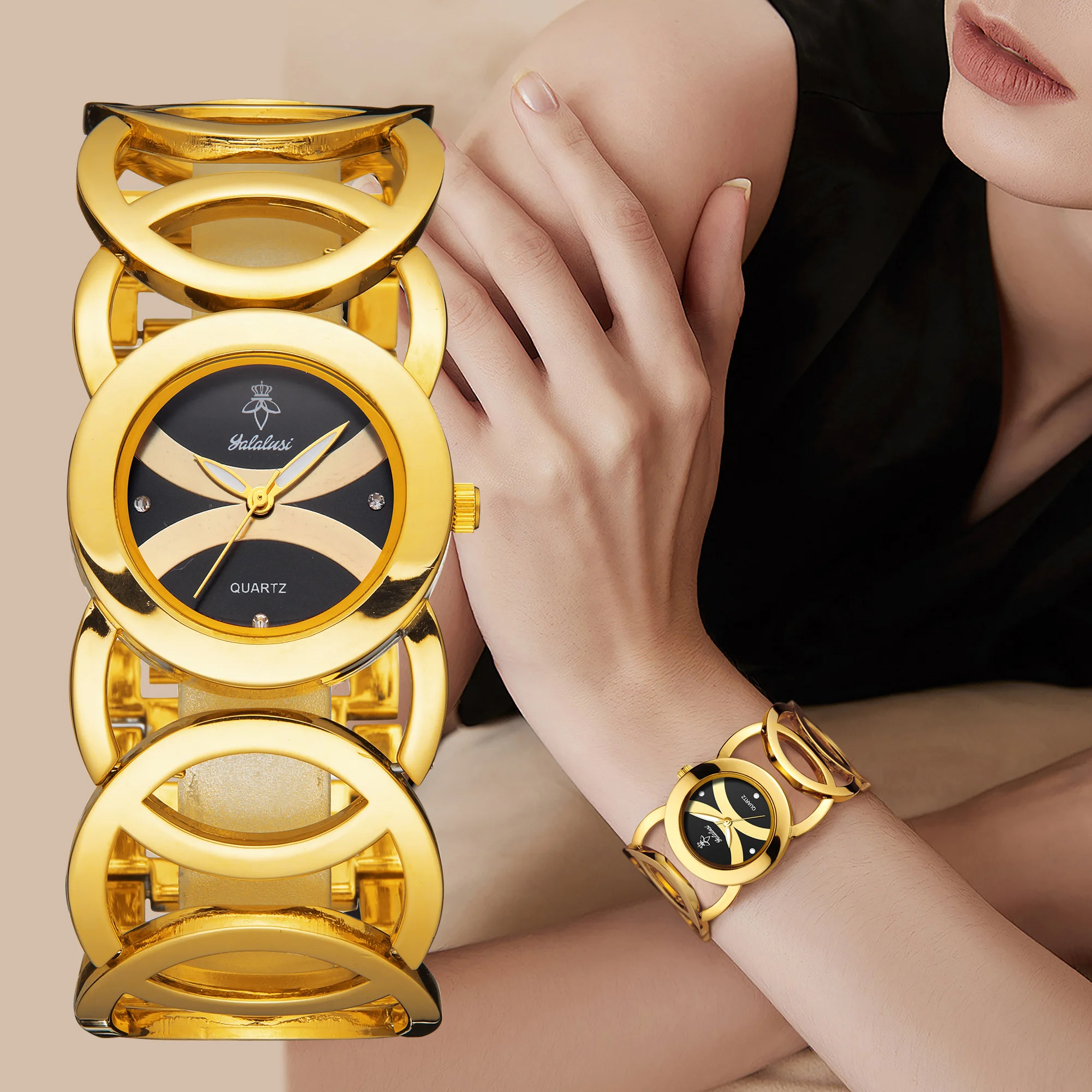 

YaLaLuSi Unisex Fashion Waterproof Sport Watch Gold Simple Vacuum Ion Plating with Box Remover Tool Gift Free Shipping