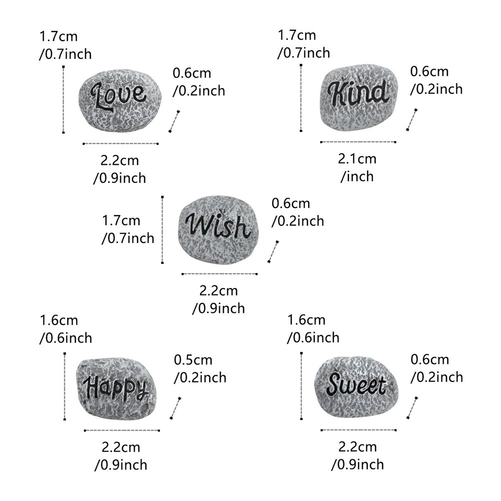 5 pezzi set di pietre in resina mini bonsai decor ciottoli all'aperto L scaping giardino acquario vaso artigianale pietre creative per acquario