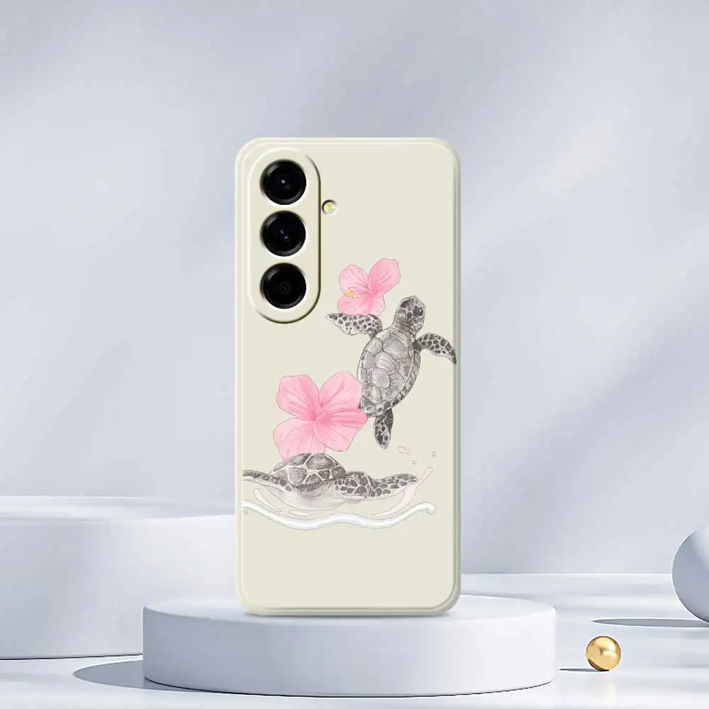 Чехол для телефона с цветком черепахи для Samsung Galaxy A56 A55 A54 A53 A52 5G A36 A26 A16 A06 A35 A25 A15 A34 A24 A14 A33 A32 A23 A13 Cover