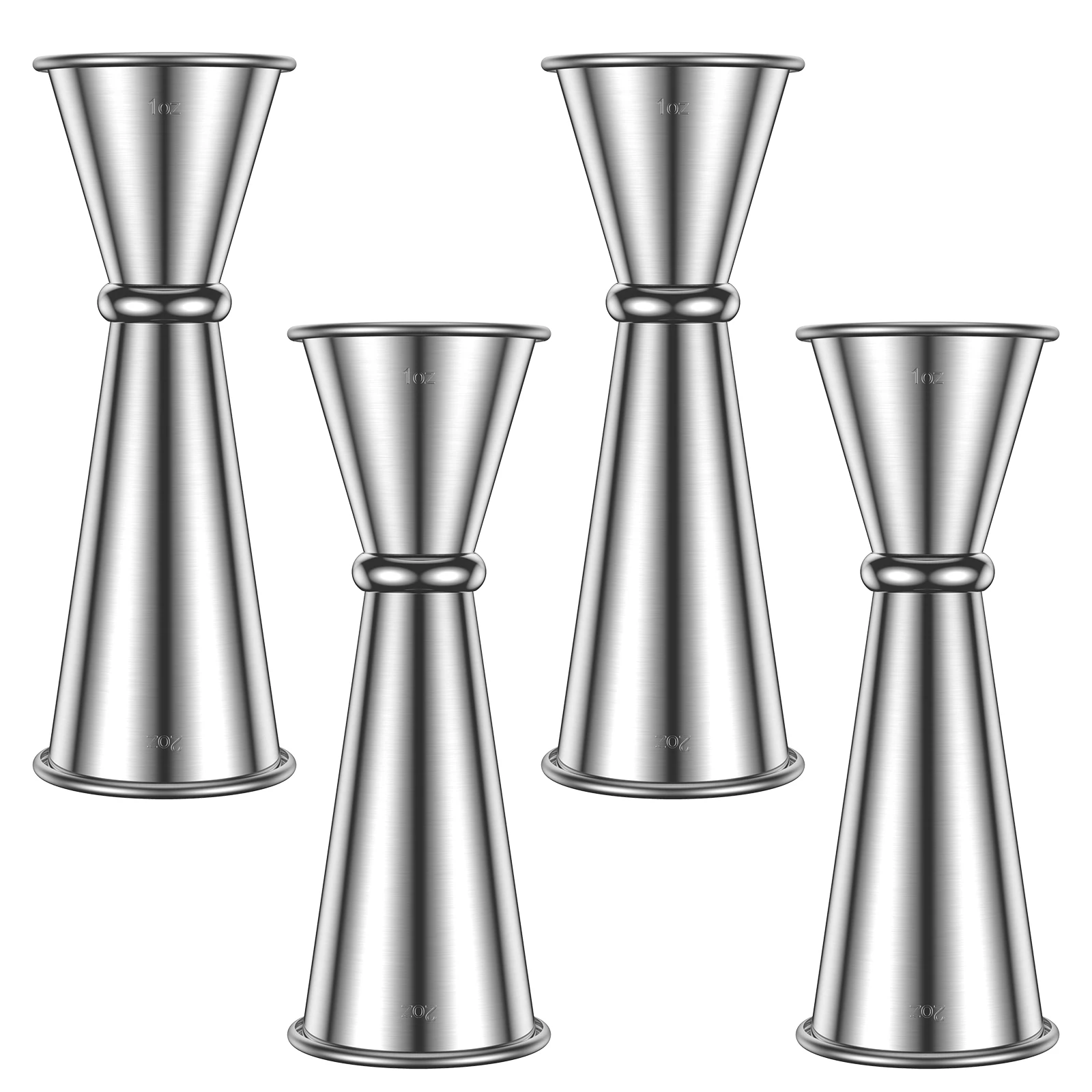 4 Pcs Jigger for Bartending 304 Stainless Steel Cocktail Jigger 2 oz 1 oz Double Jigger Rustproof Cocktail Measuring Cup