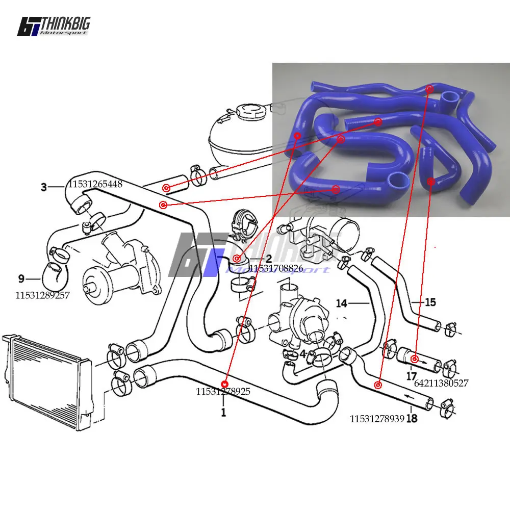 Silicone Radiator Hose Kit For 85-87 BMW E30 320i/323i/325i M20b20/M20b23/M20b25