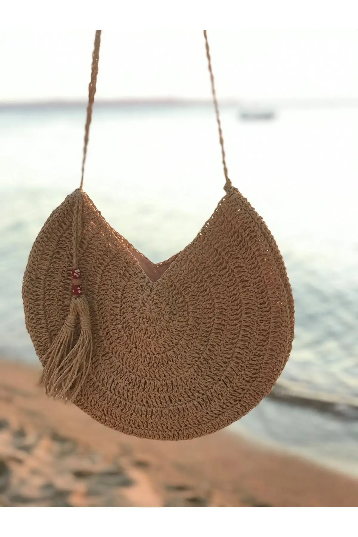 Uras Straw Handmade Round Mesh Bag Women bag Shoulder Bag Handmade