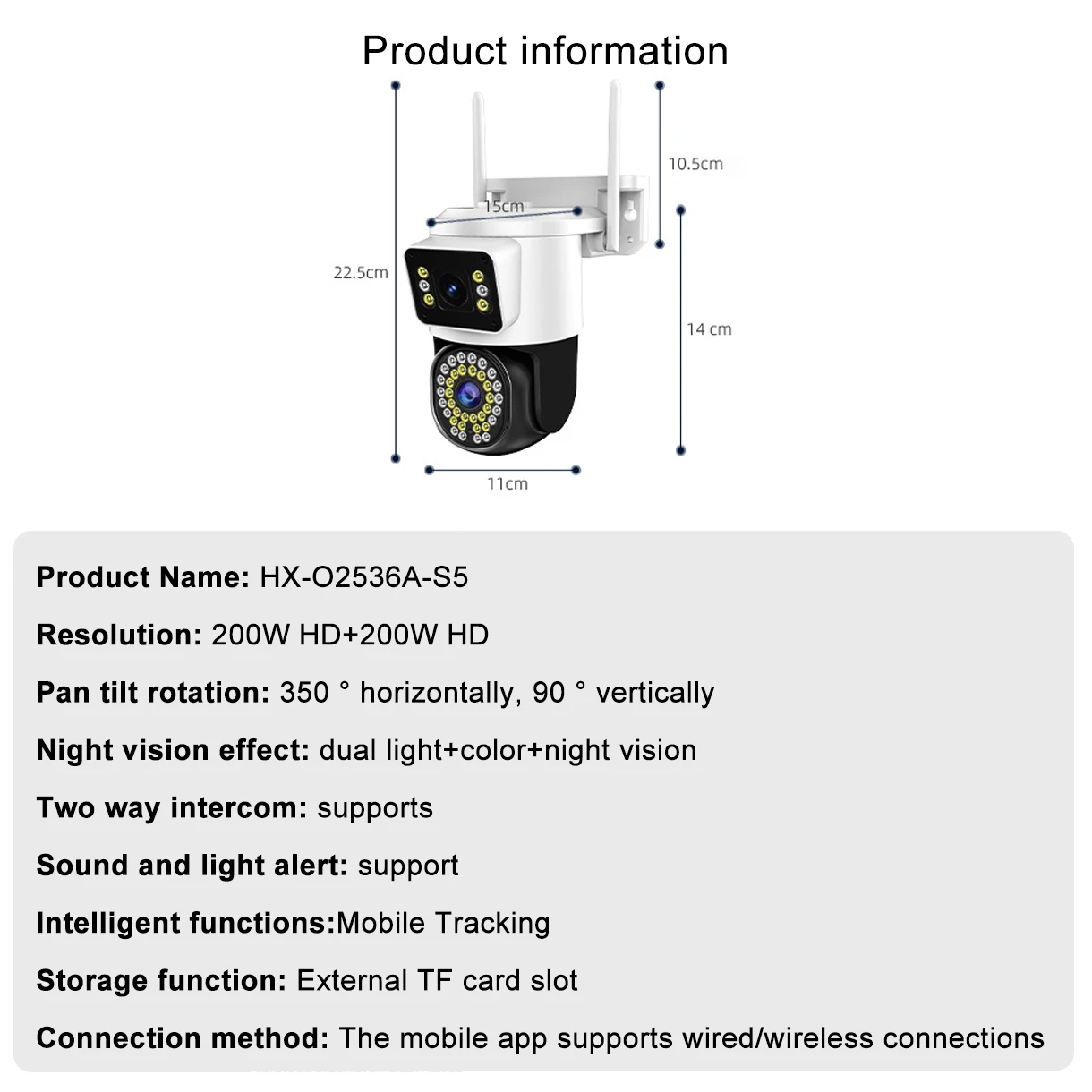 8MP Outdoor Dual Lens Wireless PTZ Alarm IP Dome Camera Full Color AI Humanoid Detection Home Security CCTV Baby Monitor