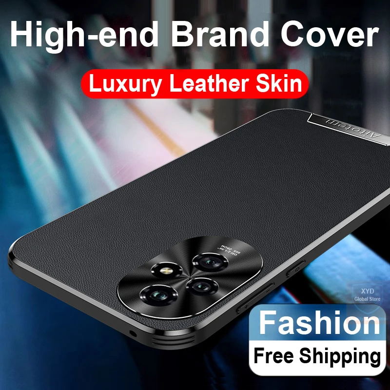 For Honor 200 Pro Case Leather Skin Brand Phone Case For Honor 200 Pro Cover Shell Bumper Bag High End Metal Lens