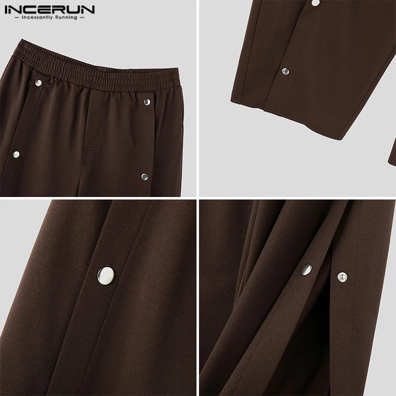 Stylowe spodnie klubowe INCERUN Nowe męskie spodnie Casualowe męskie spodnie z charakterem Modne ażurowe seksowne spodnie rekreacyjne długie spodnie pantalony