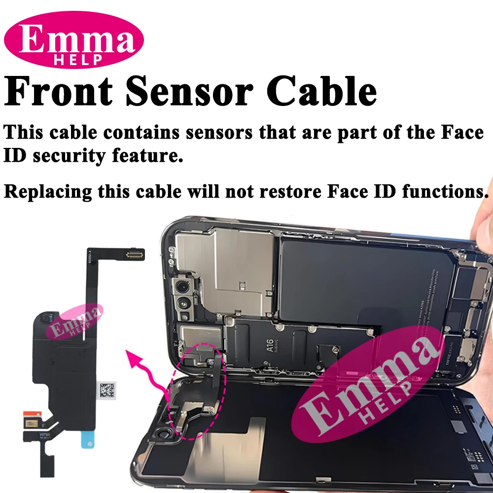 Earpiece Light Sensor Proximity Flex Cable with Mic for iPhone 13 14 Plus 15 16 Pro Max No Speaker Ribbon Cable