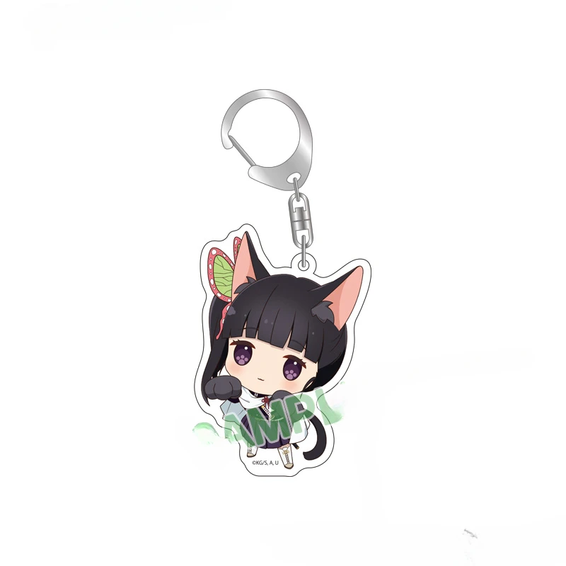 Kimetsu No Yaiba Anime Figure Kamado Tanjirou Enmu Meow Meow Q Version Acrylic Standing Pendant Keychain Toys Kids Gifts Model