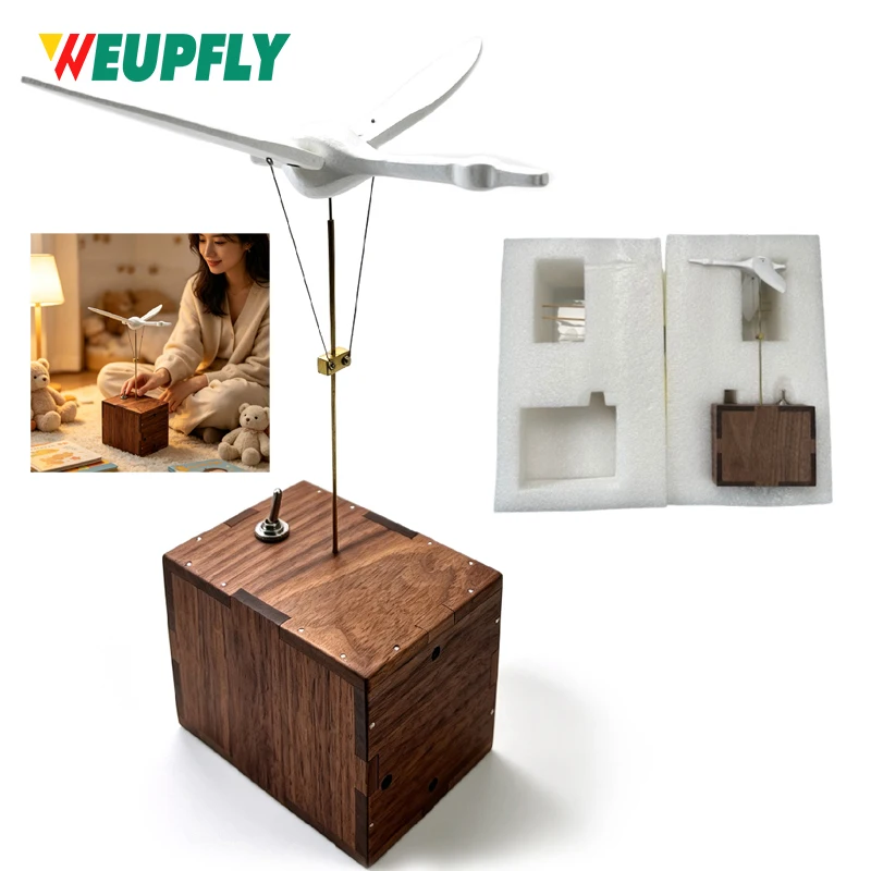 1PCS Handcrafted Wooden Bionic Flying Swan Automaton Kinetic Sky Art Sculpture, Desktop Motion Model for Teens and Adults