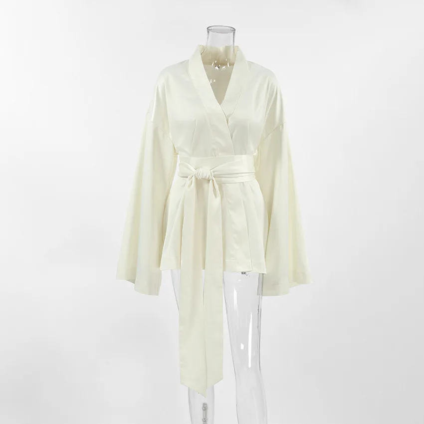 Robe de printemps européenne et américaine à manches longues, bretelles amples, robe en Satin à la mode, jupe courte, vêtements pour femmes