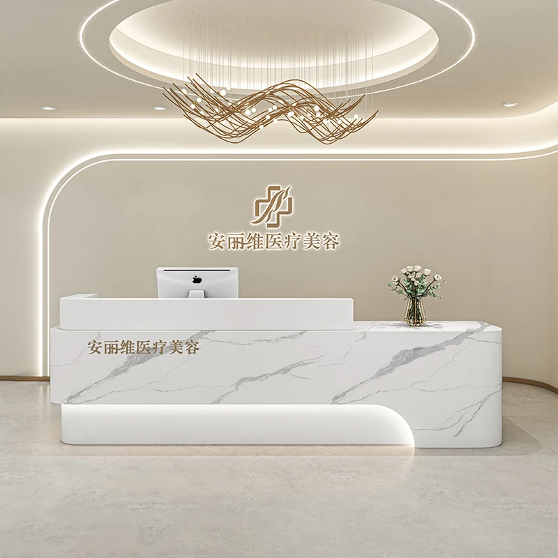 الخروج مكتب الاستقبال مكتب الاستقبال صالون تجميل U شكل مكاتب الاستقبال الكلاسيكية الحديثة عيادة Mostrador أثاث الاستقبال