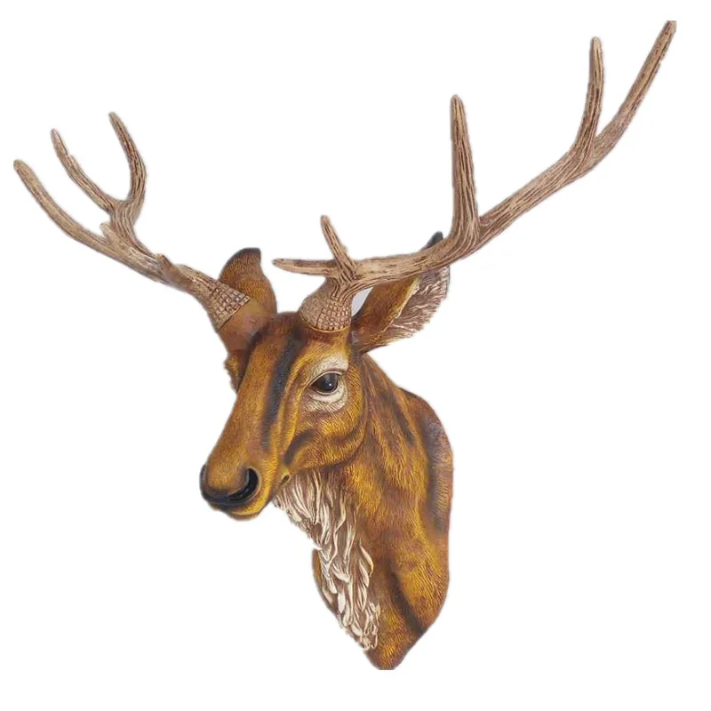 Deer Head Wall Mount Decor 17.5 inch Faux Deer Head Sculpture for Bar Background Wall Mount Home Living Room Wall Art Christmas