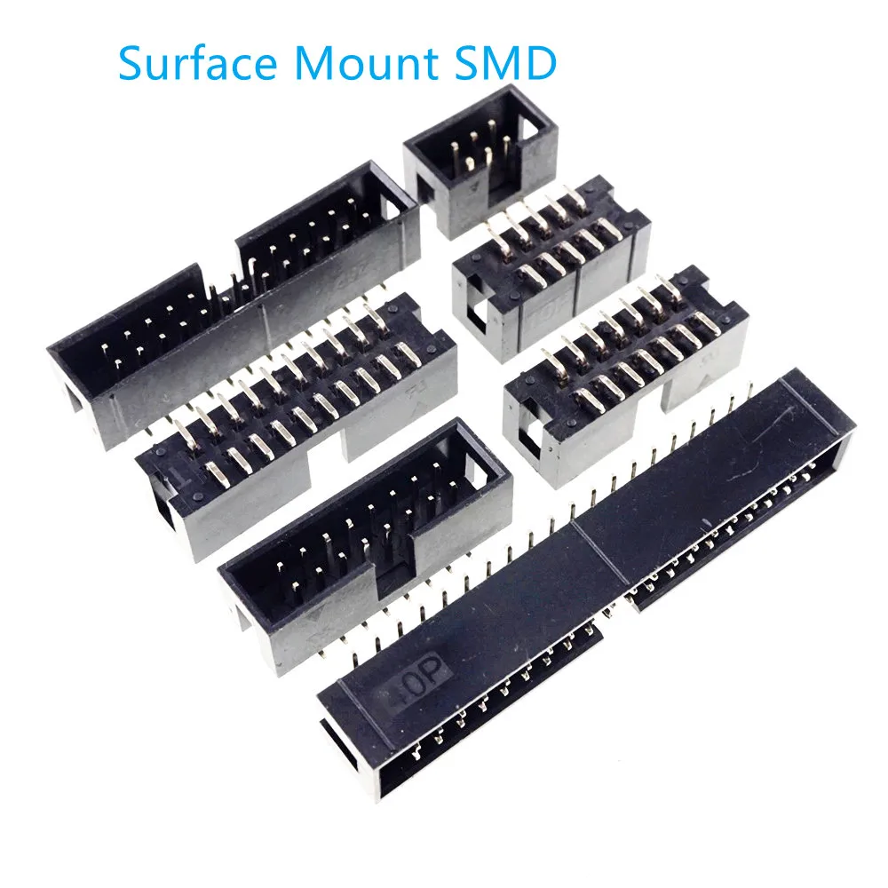 100 Pcs 2.54 MM Male PCB Header 6 8 10 12 14 16 20 24 26 30 34 40 50 60 64 80 Pin Straight ShroudedDIP SMD IDC Socket Box JTAG