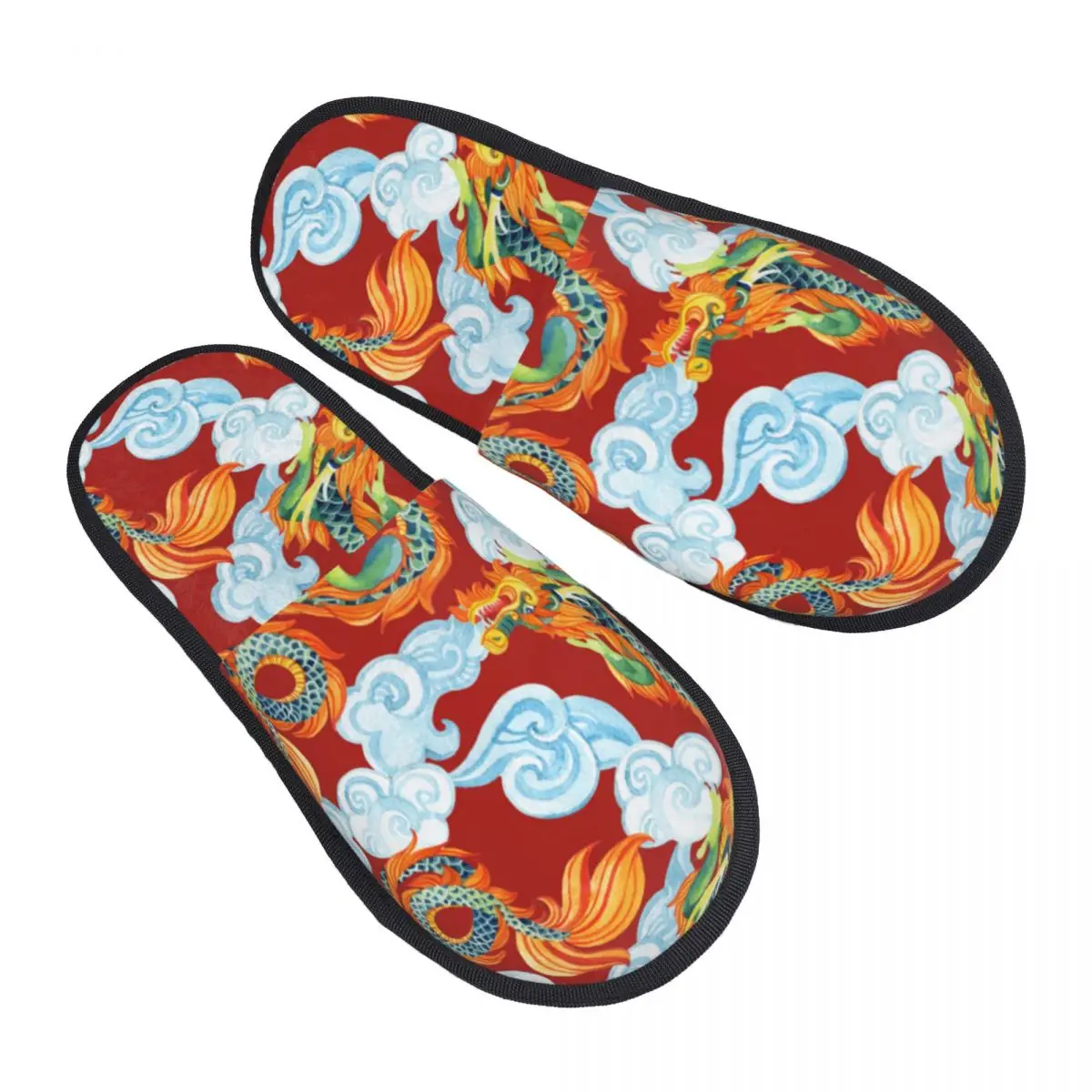 

Плюшевые домашние тапочки с рисунком дракона, традиционная теплая мягкая обувь с символом, домашняя обувь, осень-зима