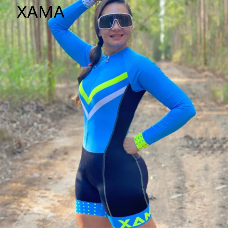 XAMA women's cycling jumpsuit Little Monkey long-sleeved summer cycling road suit Tight GEL