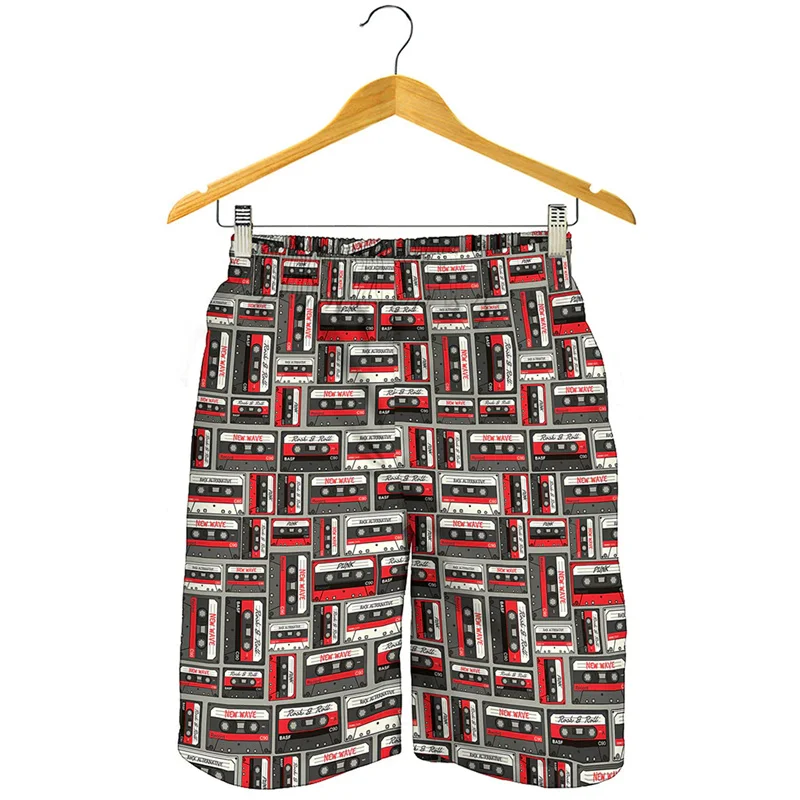 Creatieve Muziek Tape Record 3d Geprinte Korte Broek Mannen Kids Mode Zomer Strandshort Surfboard Shorts Snel Droog Zwembroek