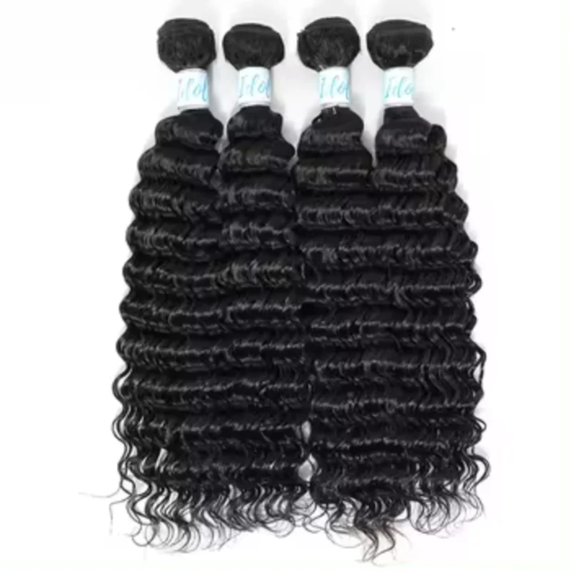 Deep Wave Human Hair Bundles 18 20 22 Inch 12A Brazilian  Bundles Human Hair 100% Unprocessed Virgin Deep Curly Human Hair