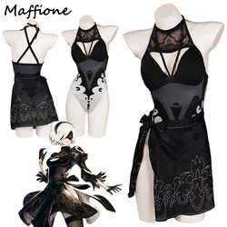 YoRHa 2B Cosplay Costume da bagno vestito Costume gioco NieR:Automata Roleplay costumi da bagno estivi Bikini Sexy donna Beach Party Suit Halloween