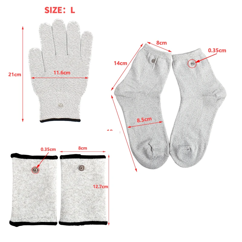 Gloves Socks Bracers Accessories Conductive Silver Fiber with Cable Electrode for TENS Unit Therapy Machine Physiotherapy