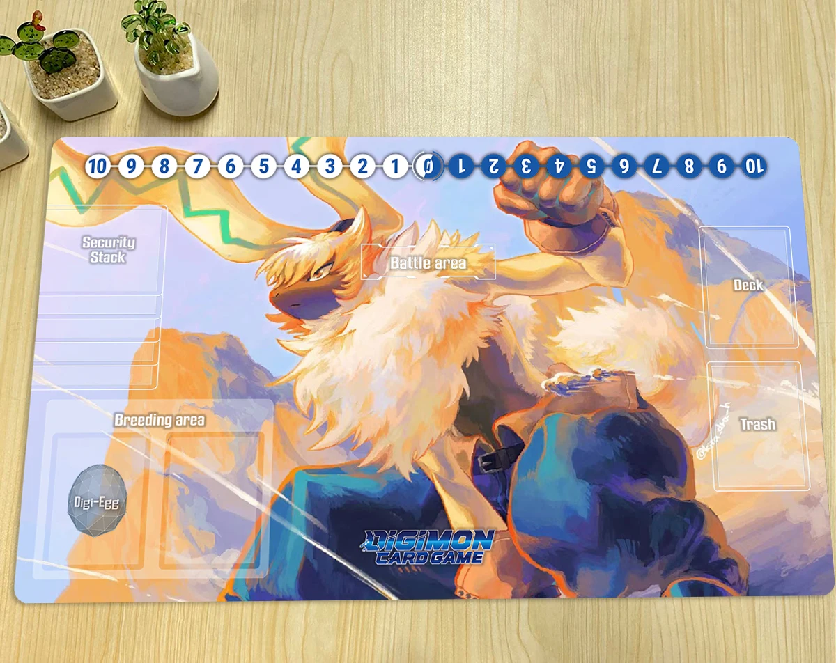 Digimon Symbare Angoramon Play Mat DTCG CCG Board Game Trading Card Game Mat Anime Gaming Mouse Pad Rubber Desk Mat & Free Bag