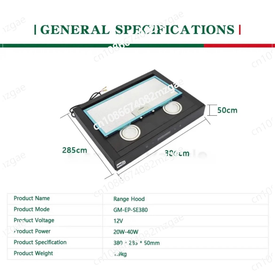 

RV range hood, Datong IVECO Quanshun kitchen smoke exhaust cooling exhaust fan fan