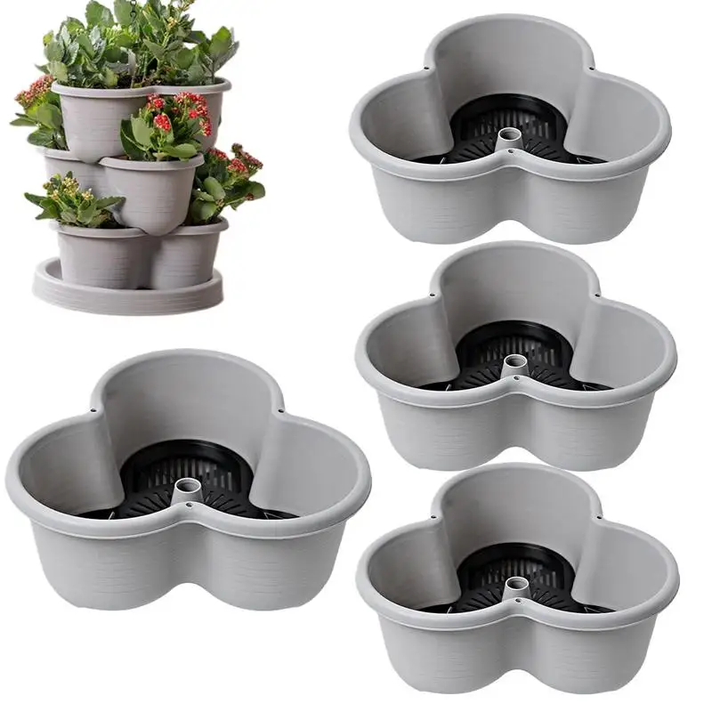 Vertical Garden Planter 4 Tiers Garden Towers for Vegetables Gardening Pots Indoor Gardening System with Tray and Flexible