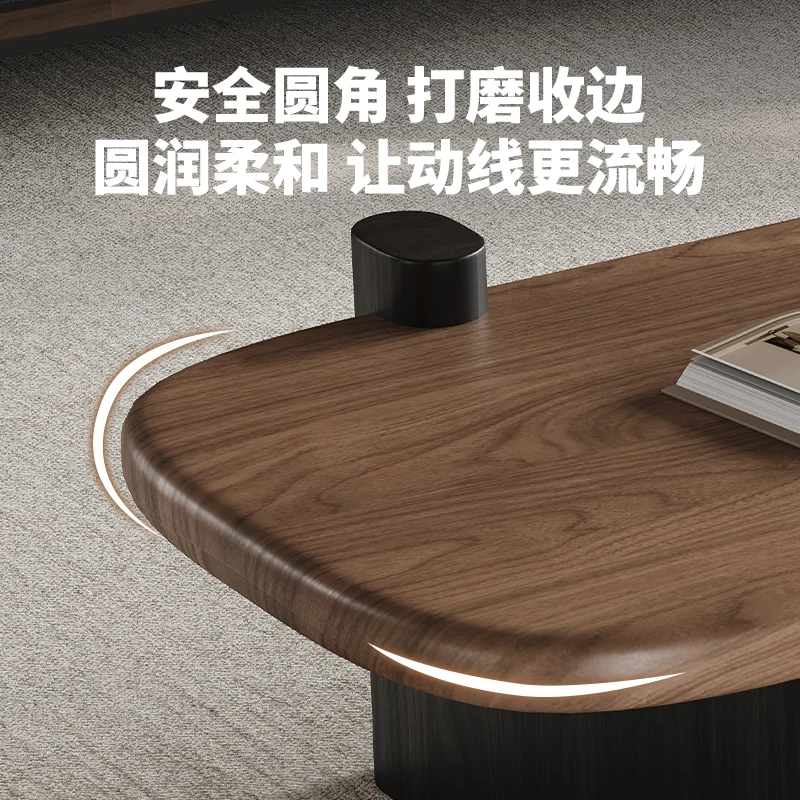 غرفة معيشة فاخرة وخفيفة الوزن، وطاولة قهوة منزلية من الخشب الصلب، وشقة صغيرة راقية، ومجموعة طاولة جانبية