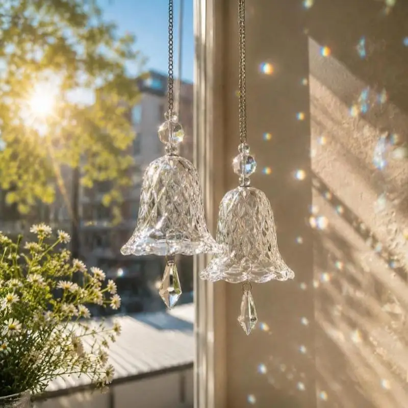Kristallglas-Glocken-Windspiel, Hängender Sonnenfänger, Ästhetische Dekoration für Schlafzimmerfenster, Hochzeit, Weihnachtsgeschenkidee – Detail 5