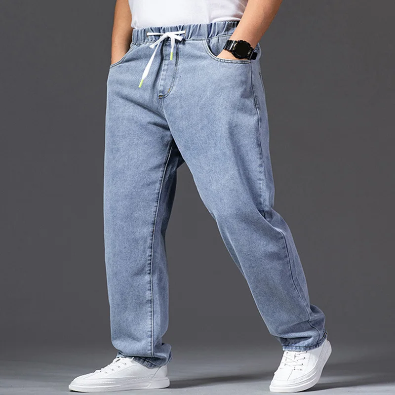 Men Jeans 135kg Large Size Oversize Mens Elastic Denim Pants 44 46