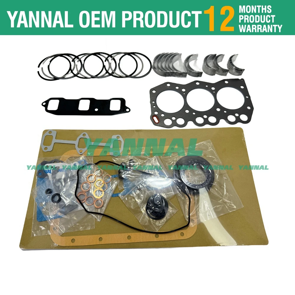 3YM20 Overhaul Re-ring Kit For Yanmar Engine Boat Piston Ring Bearing Gasket Set