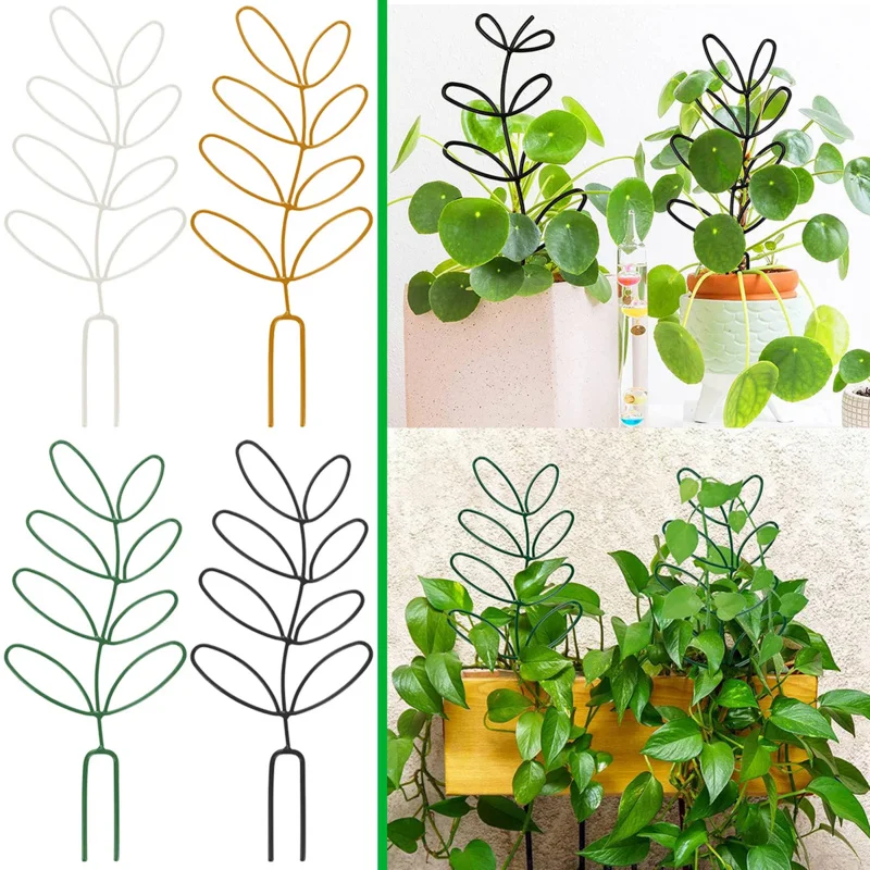 

Garden Plant Support Climbing Plants Vine Rack Leaf Shape Potted Bracket Fixing Rod Plant Rack Gardening Decor Flower Rack