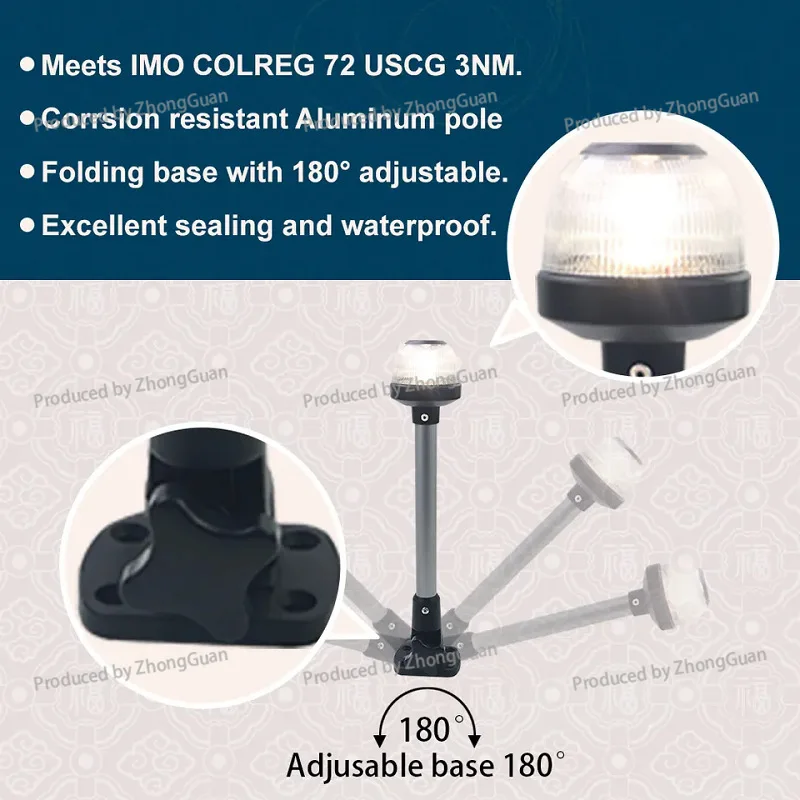 Sea Yacht Rowing Tower Cabin Owner Warning Adjustable LED Tail Light LED Navigation Boat