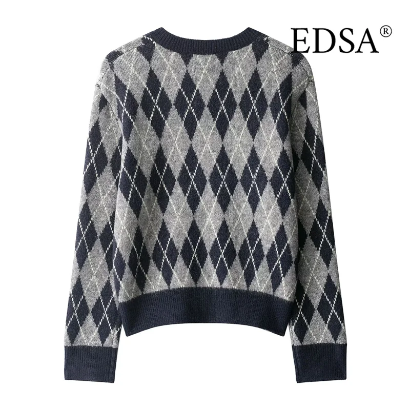 سترة نسائية محبوكة من EDSA بلوفرات برقبة دائرية وأكمام طويلة لخريف وشتاء ملابس علوية نسائية غير رسمية #3