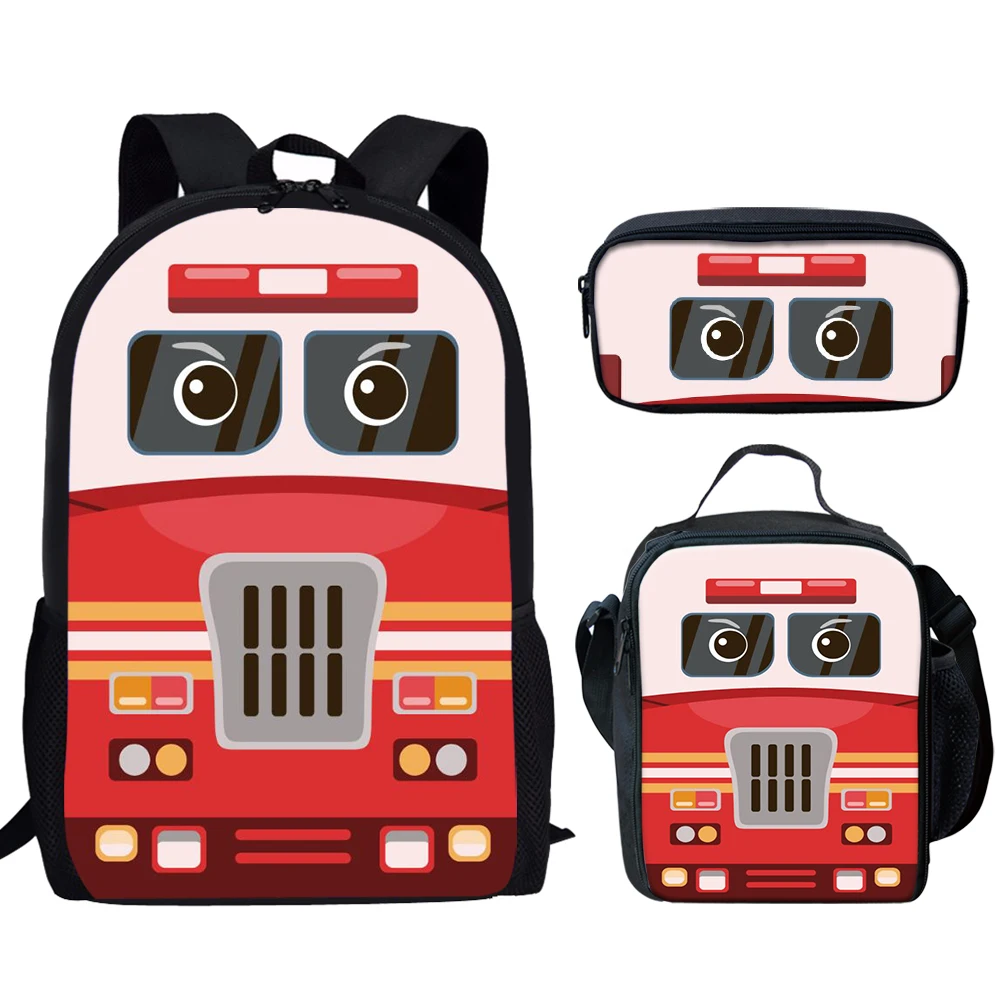 

School Bus Design 3Pcs School Bags Set for Teen Boys Girls Schoolbags Backpack for Student Bookbag Large Capacity Backpacks