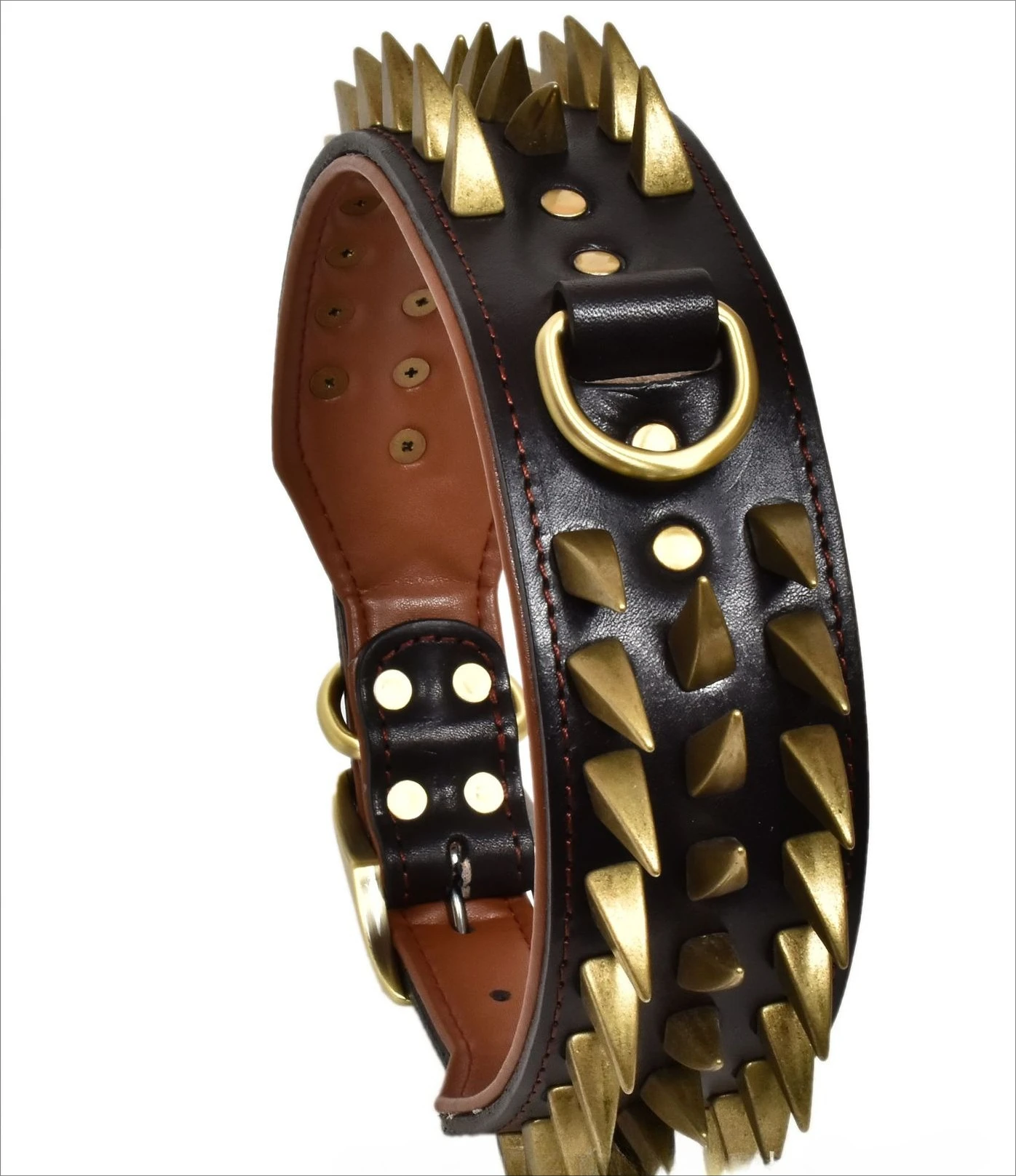 

Роскошный кожаный ошейник для собак, винтажный ошейник из натуральной воловьей кожи, острый гвоздь ручной работы, аксессуары для собак на шею для больших собак