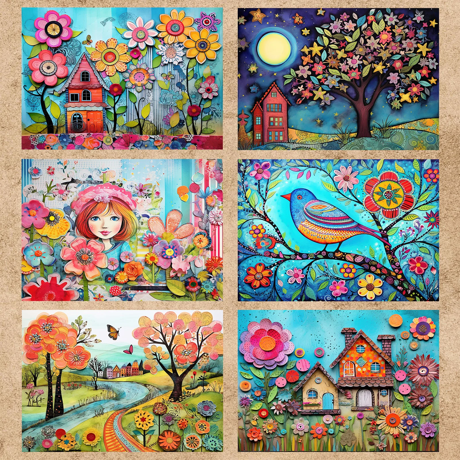 15 Sheets A5 Size Watercolor Fantasy Girl Collage Background Vintage Grunge Journal Planning Scrapbooking
