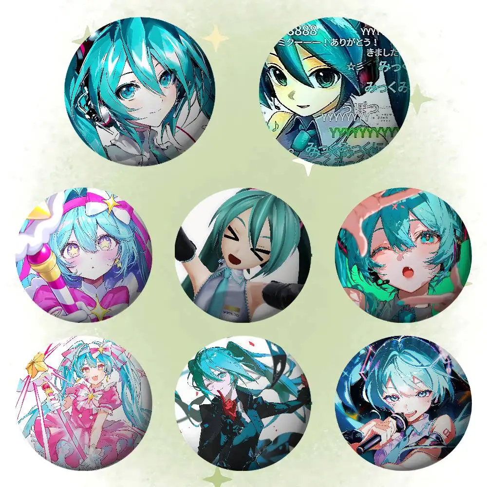 H-Hatsune Mikus Badges Tinplate Soft Button Pin Brooch Metal Badge Custom Jewelry Accessories Hat Bag Lapel
