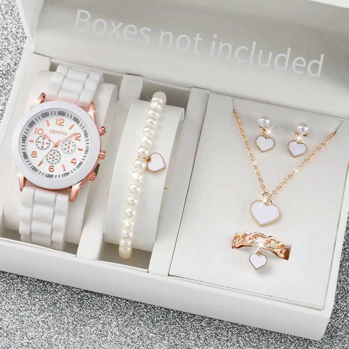 5/6PCS Fashion Women Watches Casual Silicone Band Ladies Quartz Watch Jewelry Set Relogios Feminino Girls Clock GiftWithout Box