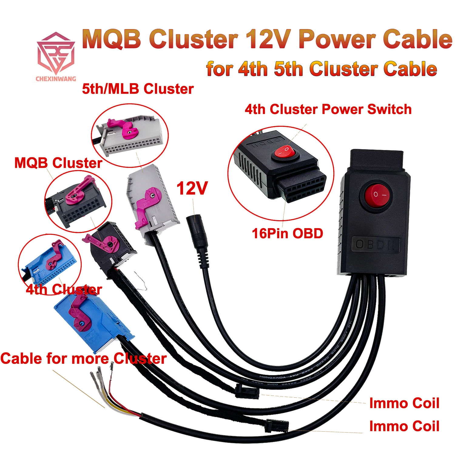 MQB Cluster 12V Power Cable 4th ID48 Key Program Cable 5th Cluster Cable MQB NEC35XX Cable MQB48 Instrument Cable fit VVDI2 CGDI