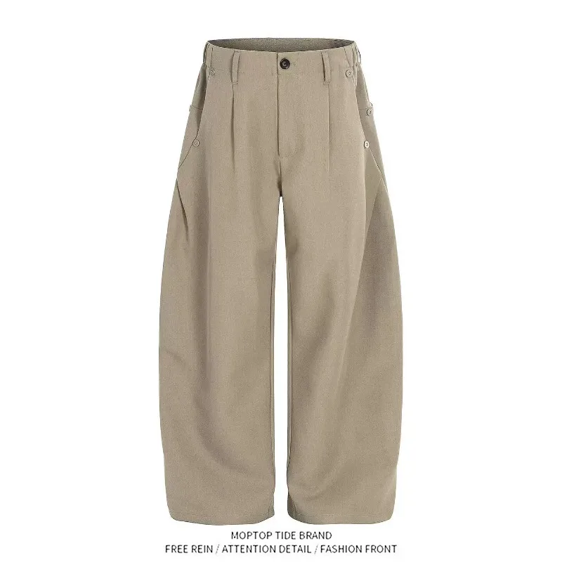 

Casual Wide Leg Nine-Foot Pants Elastic Waist Draped Versatile Slimming Suit Pants for Teenagers in Spring 2026 Polyester Fiber