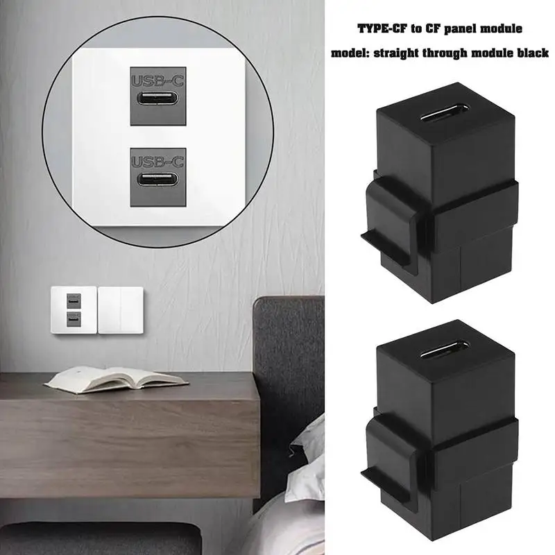 USB 3.1 tipo-c fêmea para fêmea inserir conector de pressão, durável e leve Keystone Jack, 5Gbps