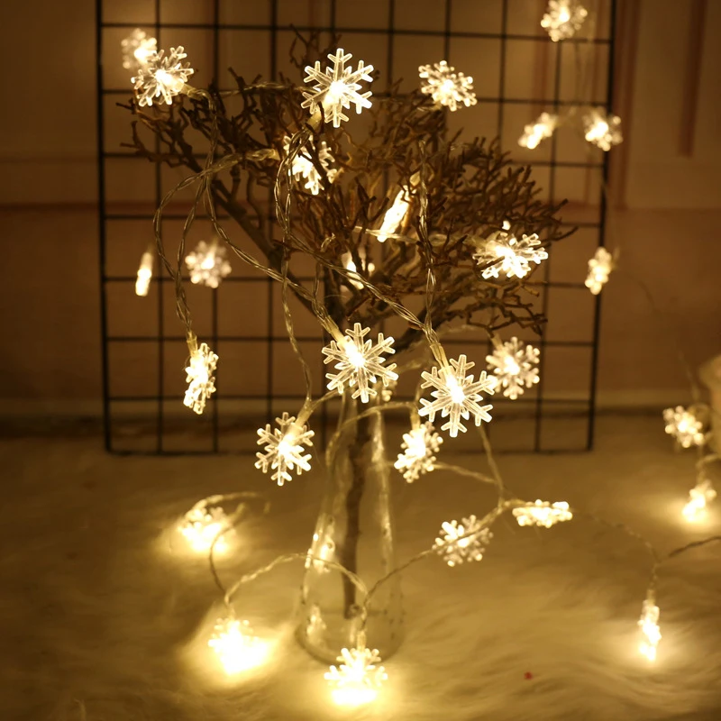 Snowflake String Light para o Natal, Fairy LED Ball Light, Lanternas de Natal, Decoração de festa ao ar livre, 20 LEDs