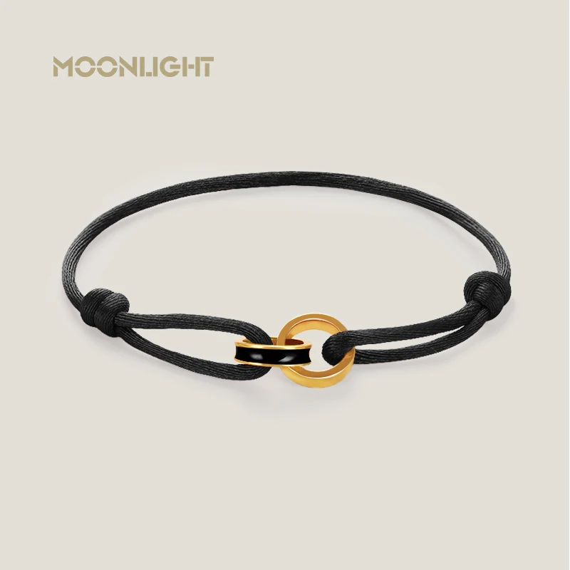 MOONLIGHTClassic Double Ring Adjustable Bracelets for Women Trendy Silk Rope Bracelet Female Jewelry Gift Couple Accessories