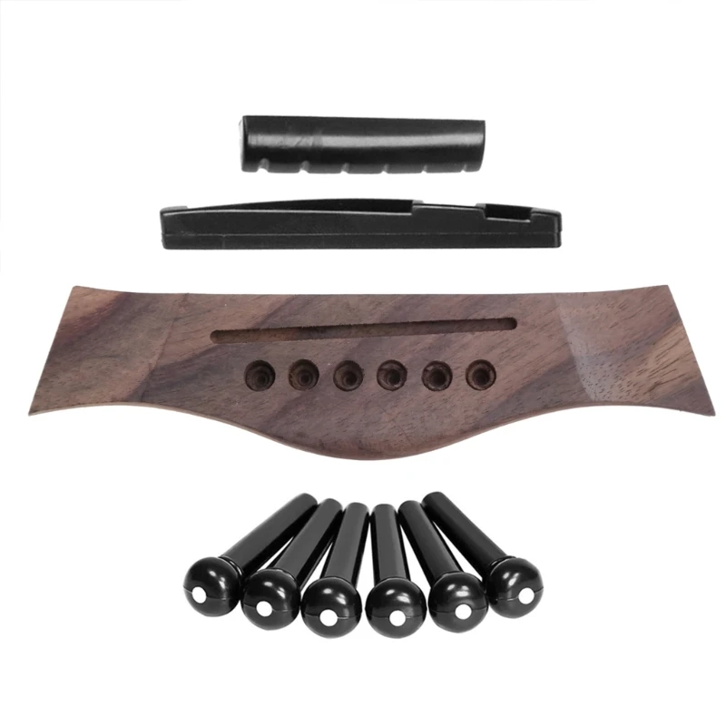 Acoustic Guitar Wooden Rosewood Bridge Pins Saddle Nut Sets DIY Accesories Guitar Replacement Parts