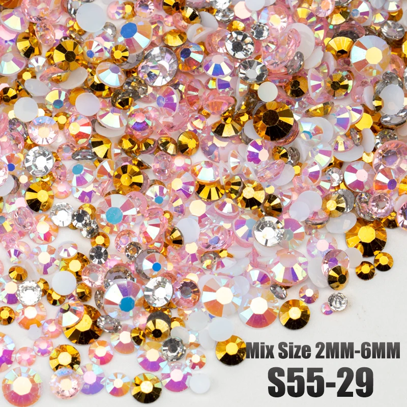 VDD 30/100g Neue Mischgröße 2-6mm Harz-Strasssteine Kristallfarbe AB Flache Rückseite für DIY-Bastelarbeiten, Nagelkunst-Dekorationen, Großhandel – Detail 34